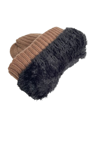 Gorro Puelche Lana Y Chiporro Camel