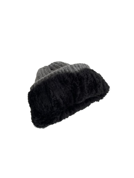 Gorro Puelche lana y chiporro gris