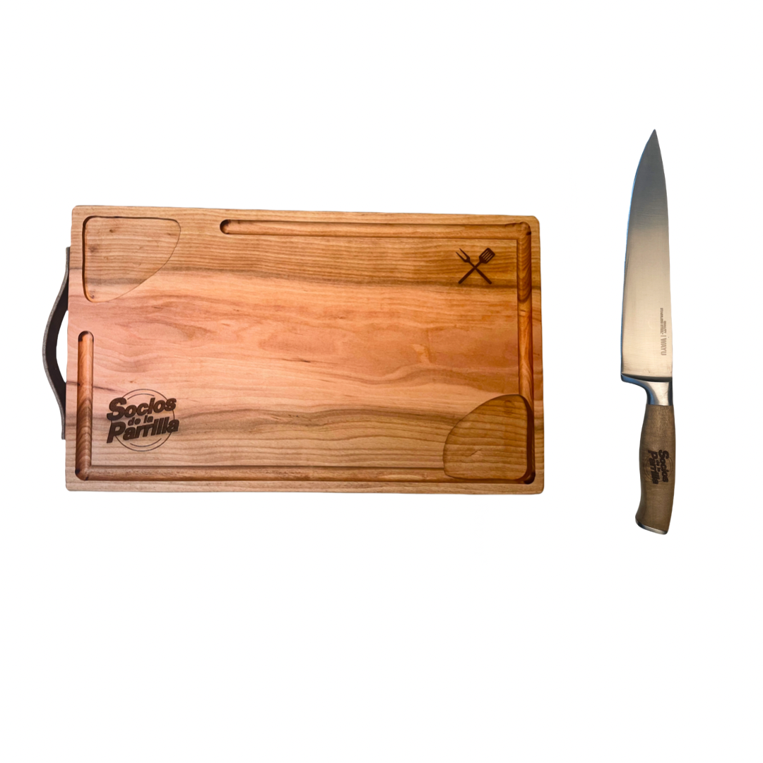 Pack Socios De La Parrilla - Tabla Asado + Cuchillo
