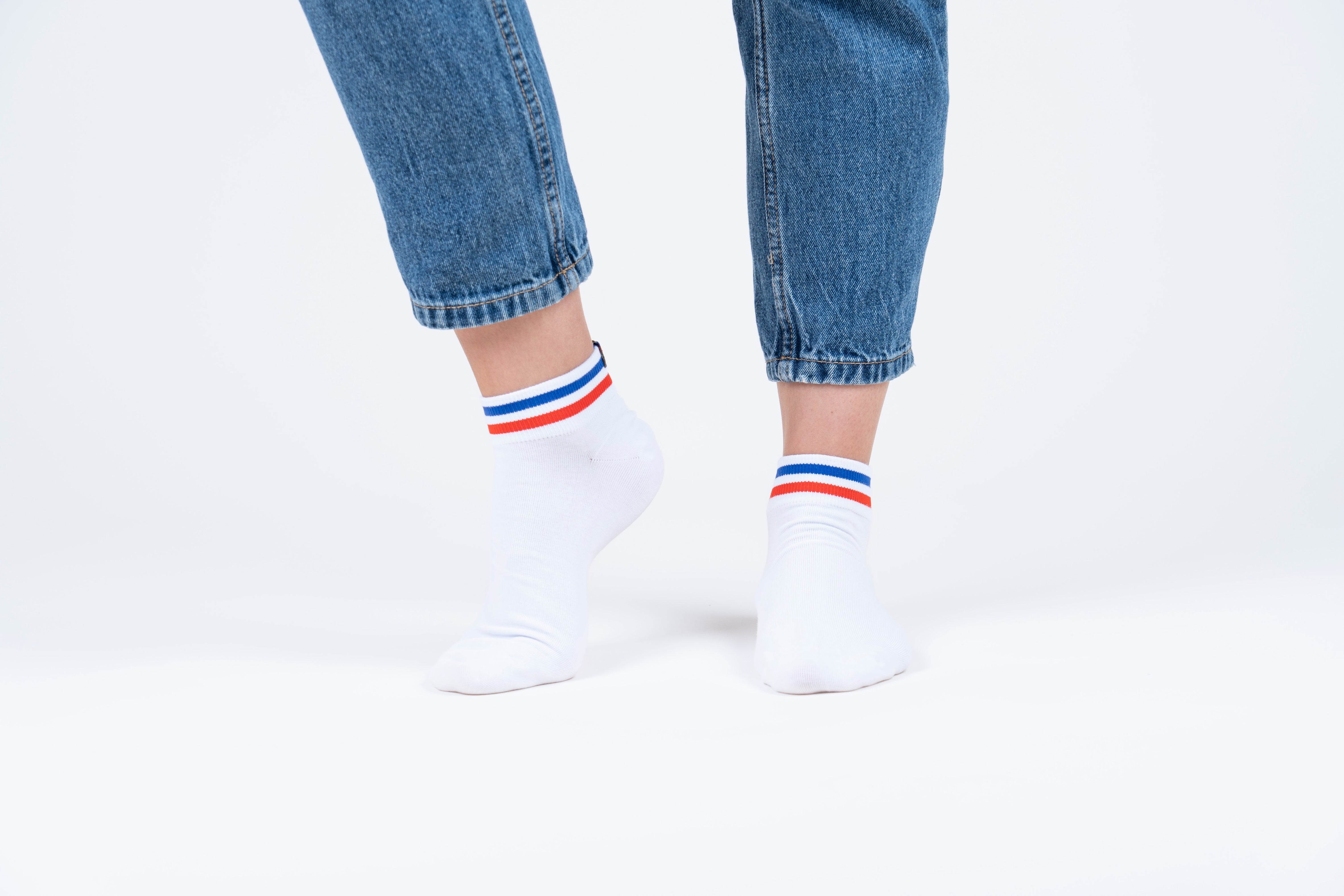 Calcetines Bacanes - Clásicos tricolor blanco cortos