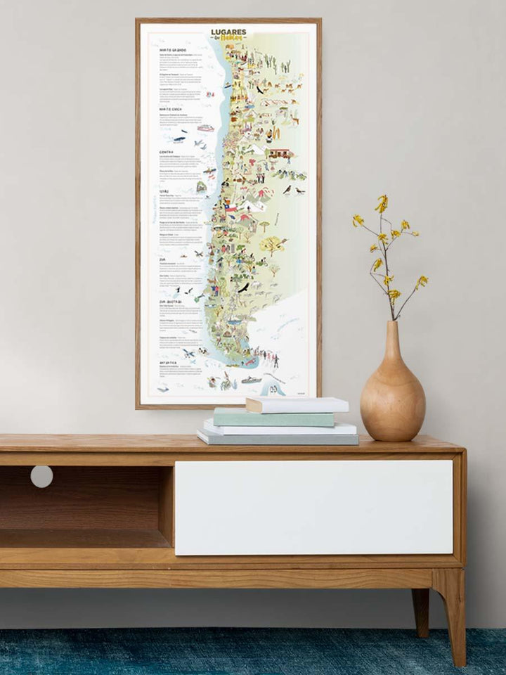 Mapa De Chile "Lugares Que Hablan" - Enmarcado